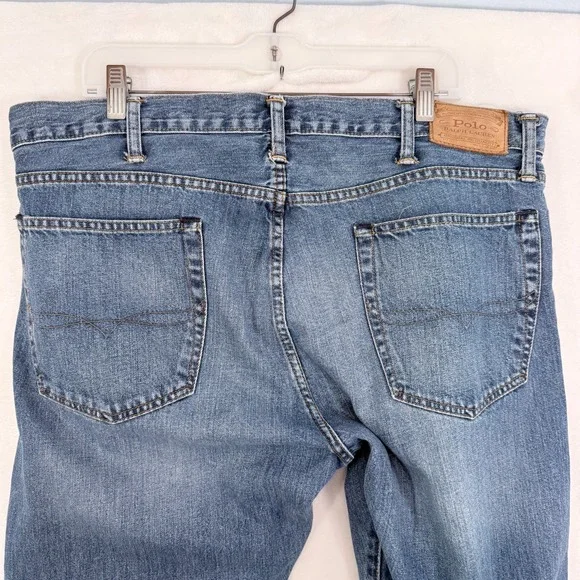Polo Ralph Lauren Jeans Mens 38x32 Blue Varick Slim Fit Staright Whisker - Picture 12 of 13